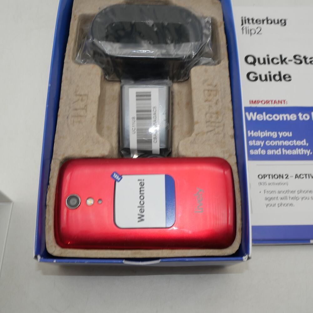 New Lively Jitterbug Flip2 Cell Phone Red Flip 2 - Picture 3 of 6
